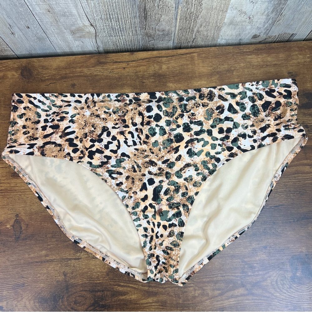 Mynah Size 24W High Cut Bikini Brief Bottom Animal Print Cougar Tiger Le…